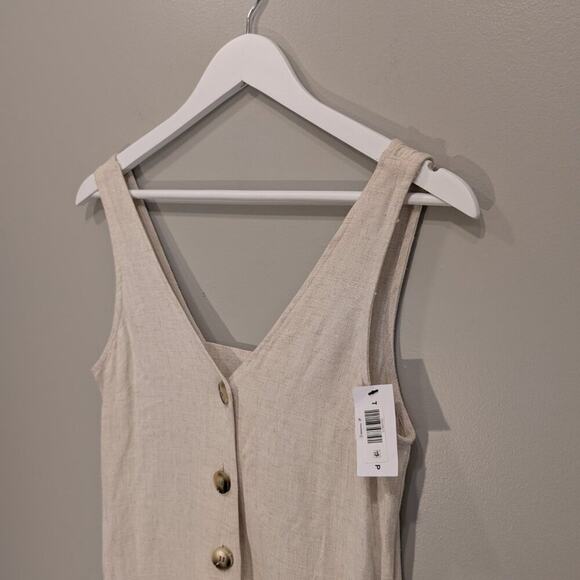 TopShop Button-Up Wide Leg Cotton Jumpsuit Beachy Lounge Picnic Casual - Size S - Picture 4 of 9